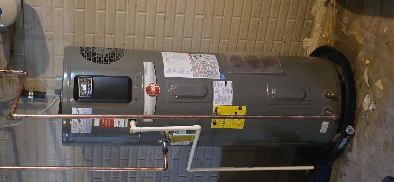 Water heater installation completed by Afternoon Plumbing